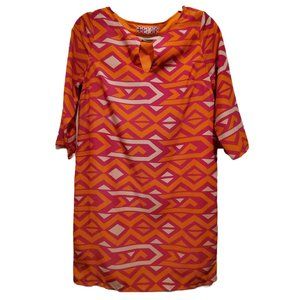 Zoe Sundae Pink Orange Cream Sheath 3/4 Sleeve Dress Size Medium